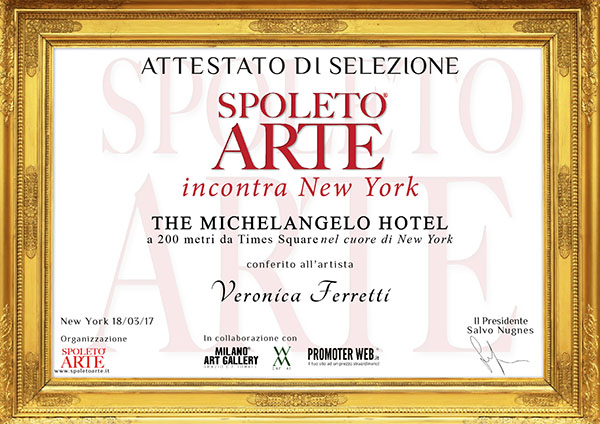 Attestato di partecipazione alla mostra Spoleto Arte incontra New York sabato 18 marzo 2017