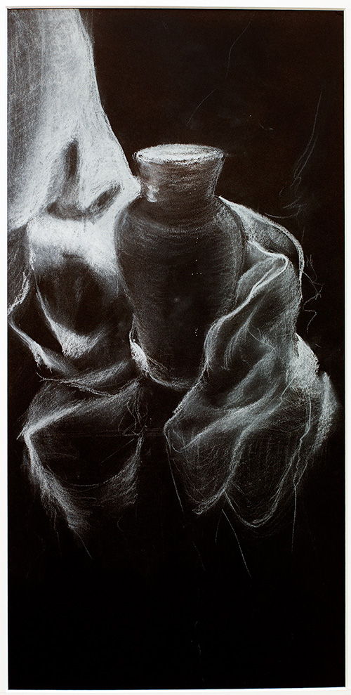 Veronica Ferretti - Ore piene e vuote - misure 45 x  23 cm - Biacca su cartoncino nero 