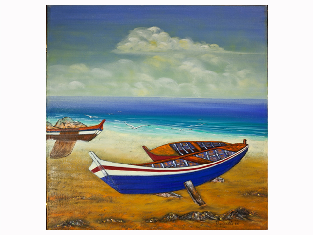 Barche a riposo - 98x79 - Olio su tela – Anno 1985