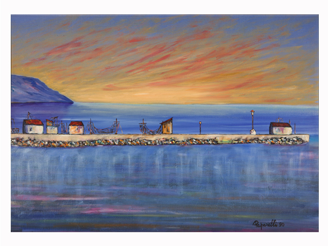 Capo D'Orlando il molo - 70x50 - Olio su tela – Anno 1990